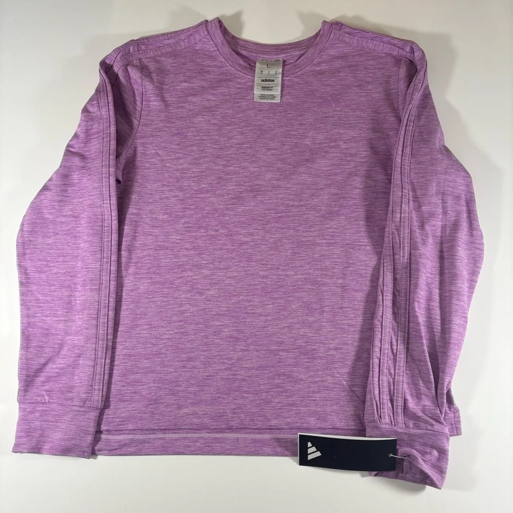 Girls Kids Adidas Long Sleeve Melange Training Tee Shirt Large (14) NWT - Picture 1 of 3